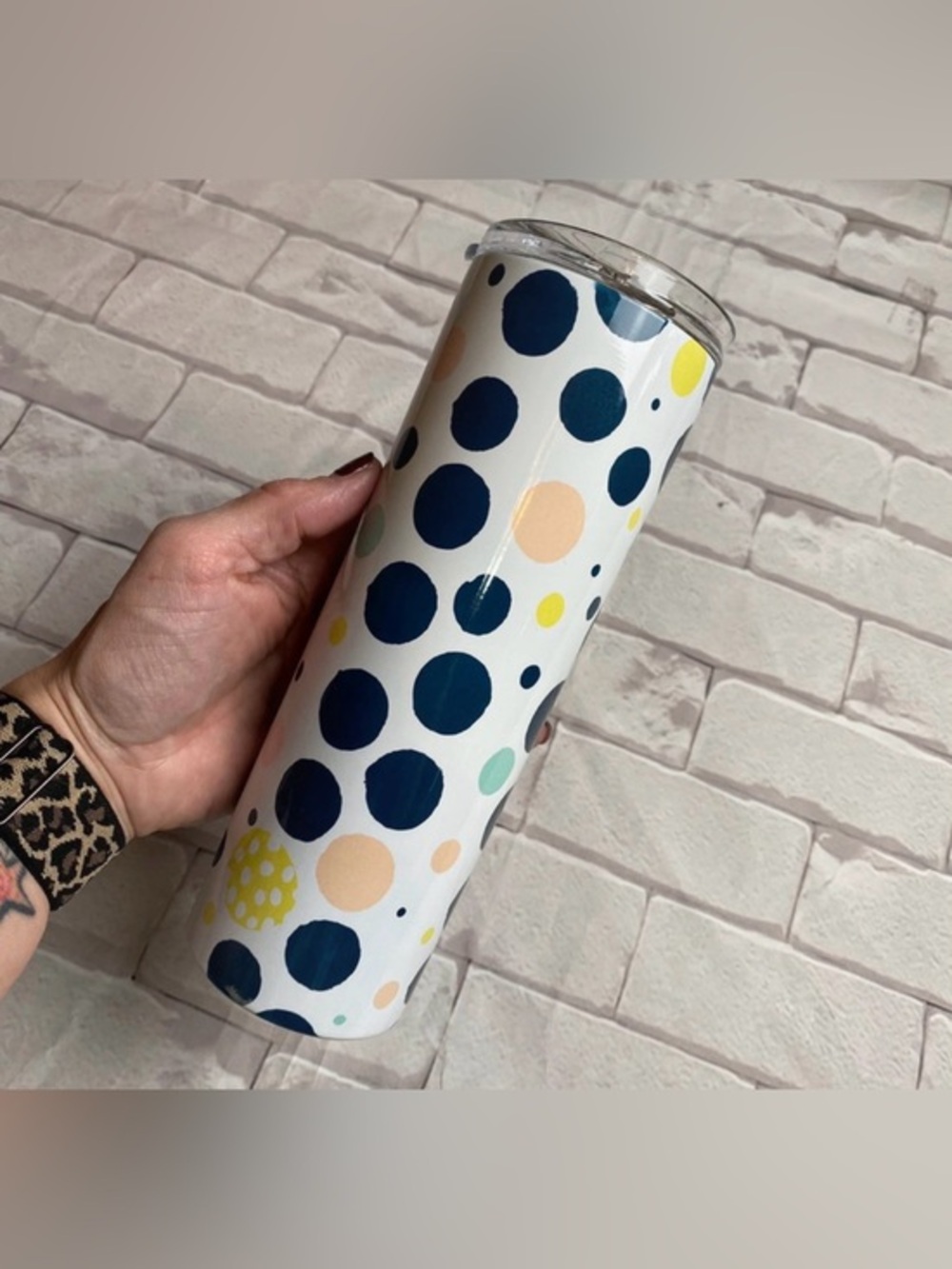 Polka Dot Stainless Tumbler 20 oz - multicolor - new in box